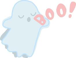 monotone color cute ghost line art boo - 1 vector