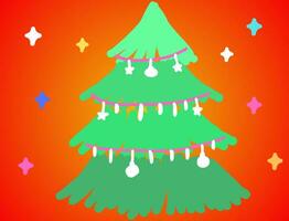 lighting on christmas tree and blinking star vector