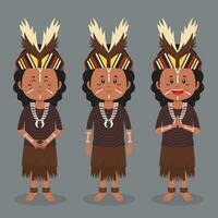 Papua Indonesian Character with Various Expression vector