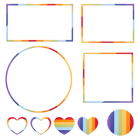 arco iris marcos corazones png