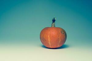 calabaza en un azul antecedentes. retro estilo tonificado imagen foto