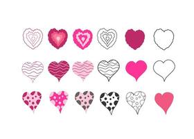 Set of hand drawn hearts isolated on white background. Love symbol collection. Vector illustration