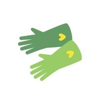 Gardening flat green gloves for work isolated on white background vector illustration. Farming hand protection, gloves safety