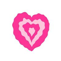 Hand drawn wavy hot pink heart isolated on white background. Love symbol. Vector illustration