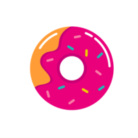 Strawberry donut in colorful glaze png