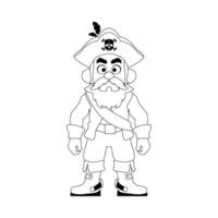 Funny and strict man pirate. Guy in a pirate costume. Coloring style vector