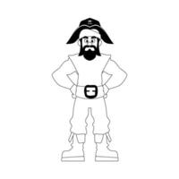 Funny and strict man pirate. Guy in a pirate costume. Coloring style vector