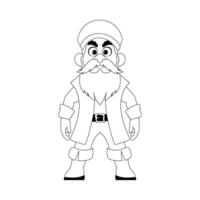 Funny and strict man pirate. Guy in a pirate costume. Coloring style vector
