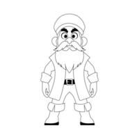 Funny and strict man pirate. Guy in a pirate costume. Coloring style vector