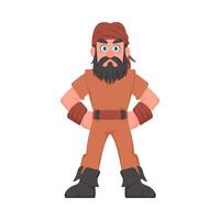 Funny and strict man pirate. Guy in a pirate costume. Cartoon style vector