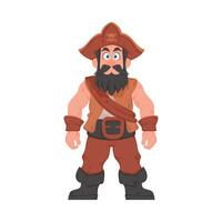 Funny and strict man pirate. Guy in a pirate costume. Cartoon style vector