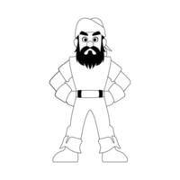 Funny and strict man pirate. Guy in a pirate costume. Coloring style vector