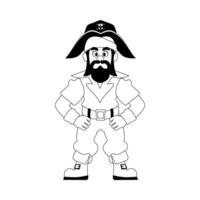 Funny and strict man pirate. Guy in a pirate costume. Coloring style vector