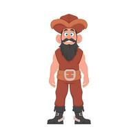 Funny and strict man pirate. Guy in a pirate costume. Cartoon style vector