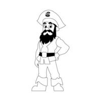 Funny and strict man pirate. Guy in a pirate costume. Coloring style vector