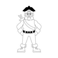 Funny and strict man pirate. Guy in a pirate costume. Coloring style vector