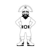 Funny and strict man pirate. Guy in a pirate costume. Coloring style vector