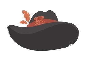 A black hat with a feather on it vector