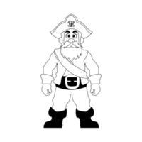 A cartoon pirate with a beard and hat vector