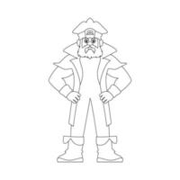 Funny and strict man pirate. Guy in a pirate costume. Coloring style vector