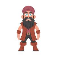 Funny and strict man pirate. Guy in a pirate costume. Cartoon style vector