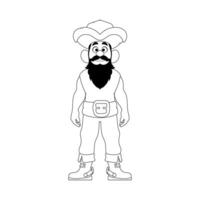 Funny and strict man pirate. Guy in a pirate costume. Coloring style vector