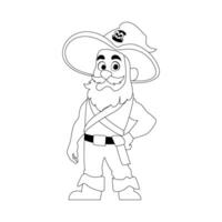 Funny and strict man pirate. Guy in a pirate costume. Coloring style vector