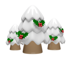 3d Noël arbre avec houx baie feuilles. joyeux Noël et content Nouveau année, 3d rendre illustration png