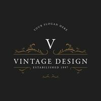 Luxurious monogram ornament logo design in retro vintage style. Logo for labels, restaurants, businesses, hotels. vector