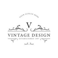 Luxurious monogram ornament logo design in retro vintage style. Logo for labels, restaurants, businesses, hotels. vector