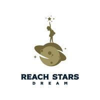 children reach star logo template design vector