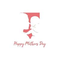 Mother's day mom and kid silhouette logo design vector