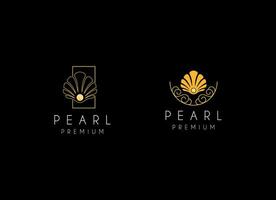 Minimalist and luxury gog pearl sea shell logo design vector