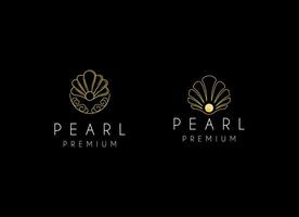 Minimalist and luxury gog pearl sea shell logo design vector