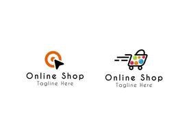 minimalista y sencillo en línea compras logo íconos diseño. en línea tienda logo vector