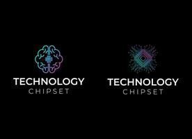 internal chipset data wire and technology logo design vector