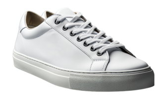 White shoe photo mockup with side view, isolated on transparent background, generative ai png