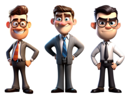 3d illustration of businessman cartoon character collection, generative ai png