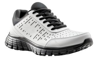 Black white shoe photo mockup with side view, isolated on transparent background, ai generative png