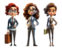 collection of 3d illustrations of female businessman characters. generative ai png