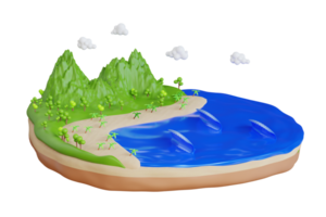 view of waves on the beach. Waves roll into the beach. 3d illustration png