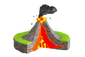 3d ilustración de volcánico erupción. grande volcán en erupción caliente lava y gases dentro el atmósfera png