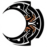 Crescent style tribal tattoo png transparent background ai generative