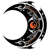 Crescent style tribal tattoo png transparent background ai generative