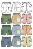 Modern Short pants coloring drawing vector, Modern short pants in a sketch style, training template vector, vector Illustration.