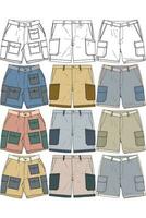 Modern Short pants coloring drawing vector, Modern short pants in a sketch style, training template vector, vector Illustration.