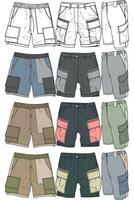 Modern Short pants coloring drawing vector, Modern short pants in a sketch style, training template vector, vector Illustration.