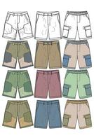 Modern Short pants coloring drawing vector, Modern short pants in a sketch style, training template vector, vector Illustration.