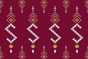 Pink Cross stitch colorful geometric traditional ethnic pattern Ikat seamless pattern border abstract design for fabric print cloth dress carpet curtains and sarong Aztec African Indian Indonesian vector