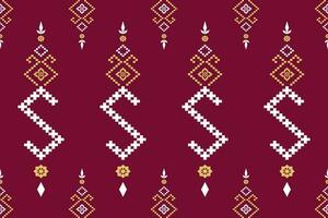 Pink Cross stitch colorful geometric traditional ethnic pattern Ikat seamless pattern border abstract design for fabric print cloth dress carpet curtains and sarong Aztec African Indian Indonesian vector